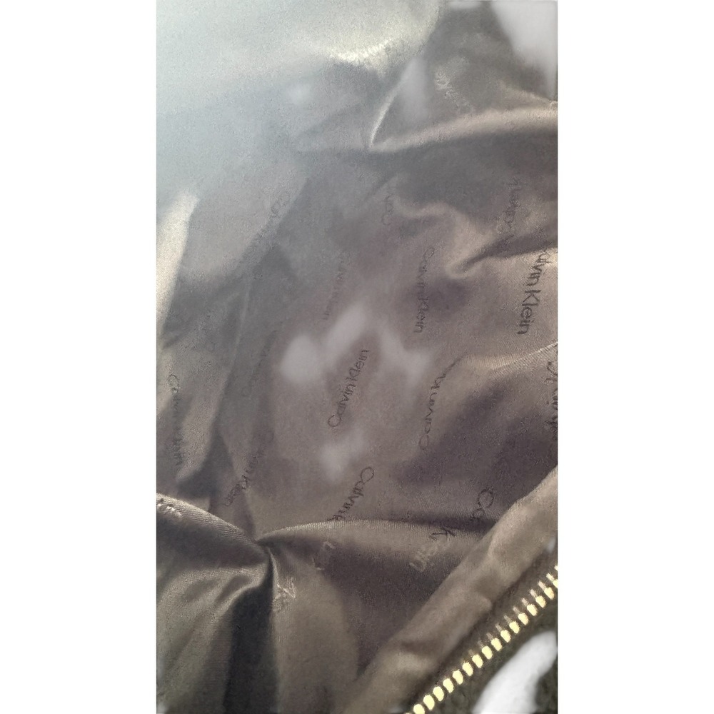 Calvin Klein Black Pebbled Faux Leather Asymmetrical Zip Hobo Bag Boho vegan - Picture 7 of 12